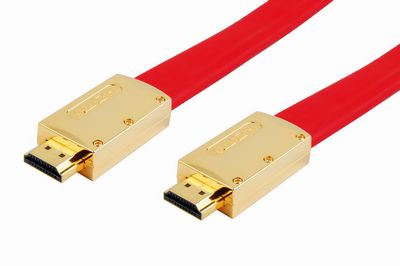 3D pass HDMI flat cable male to male metal shell with red color jackets