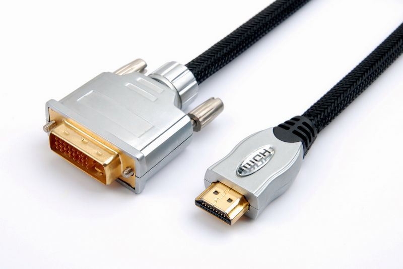 DVI to HDMI cable male to male 24+1 metal shell 24k gold plated with nylon