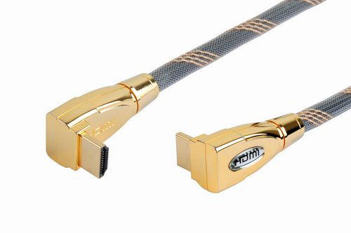 HDMI cable 1.4v 19pin full copper 24k gold plated angle male to angle male.full metal shell