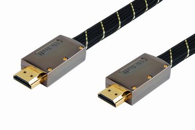HQ FLAT HDMI Male Plug to Plug Cable Lead GOLD PLATED With Nylon Braided