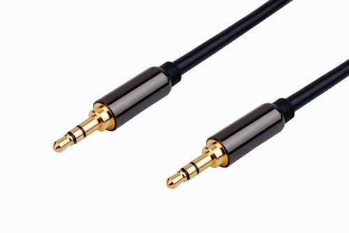 High quality full copper inside 3.5mm stereo cable male to male metal shell with black color