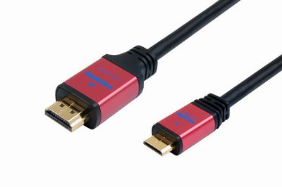 Mini HDMI Type C Male Plug to HDMI Male Cable Lead GOLD 2m