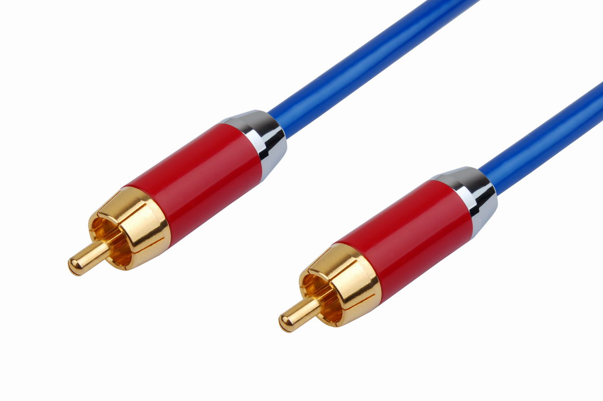 Rca cable male to male with metal connector full copper,blue color