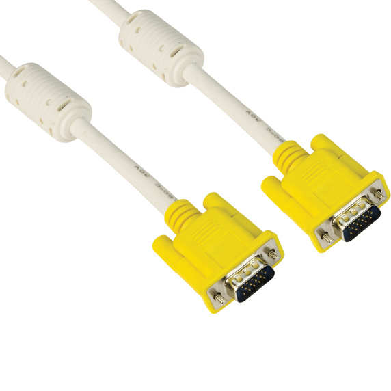 SVGA cable male to male with two ferrites,yellow color connector,beiji cable color