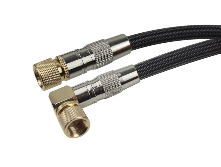 TV cable male to male with 24k gold plated connector black sleeve