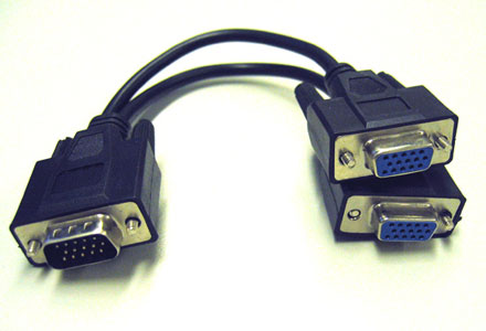 VGA cable splitter male to 2female short length nickel plated